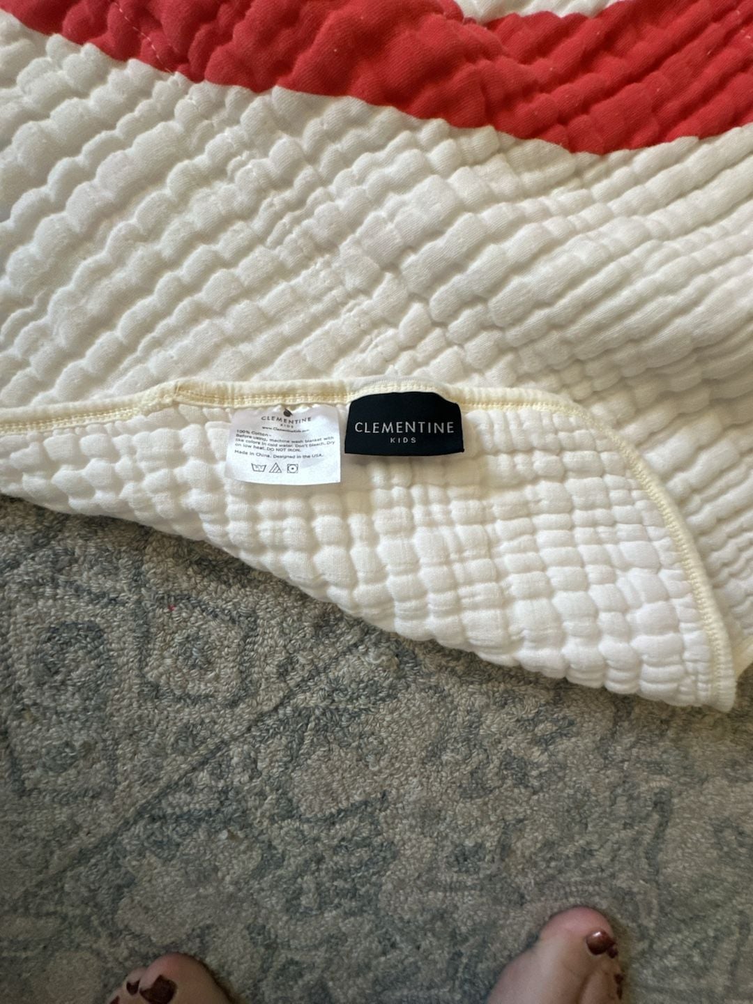 Clementine Kids Rainbow Quilt Toddler Blanket White Cotton Muslin 2