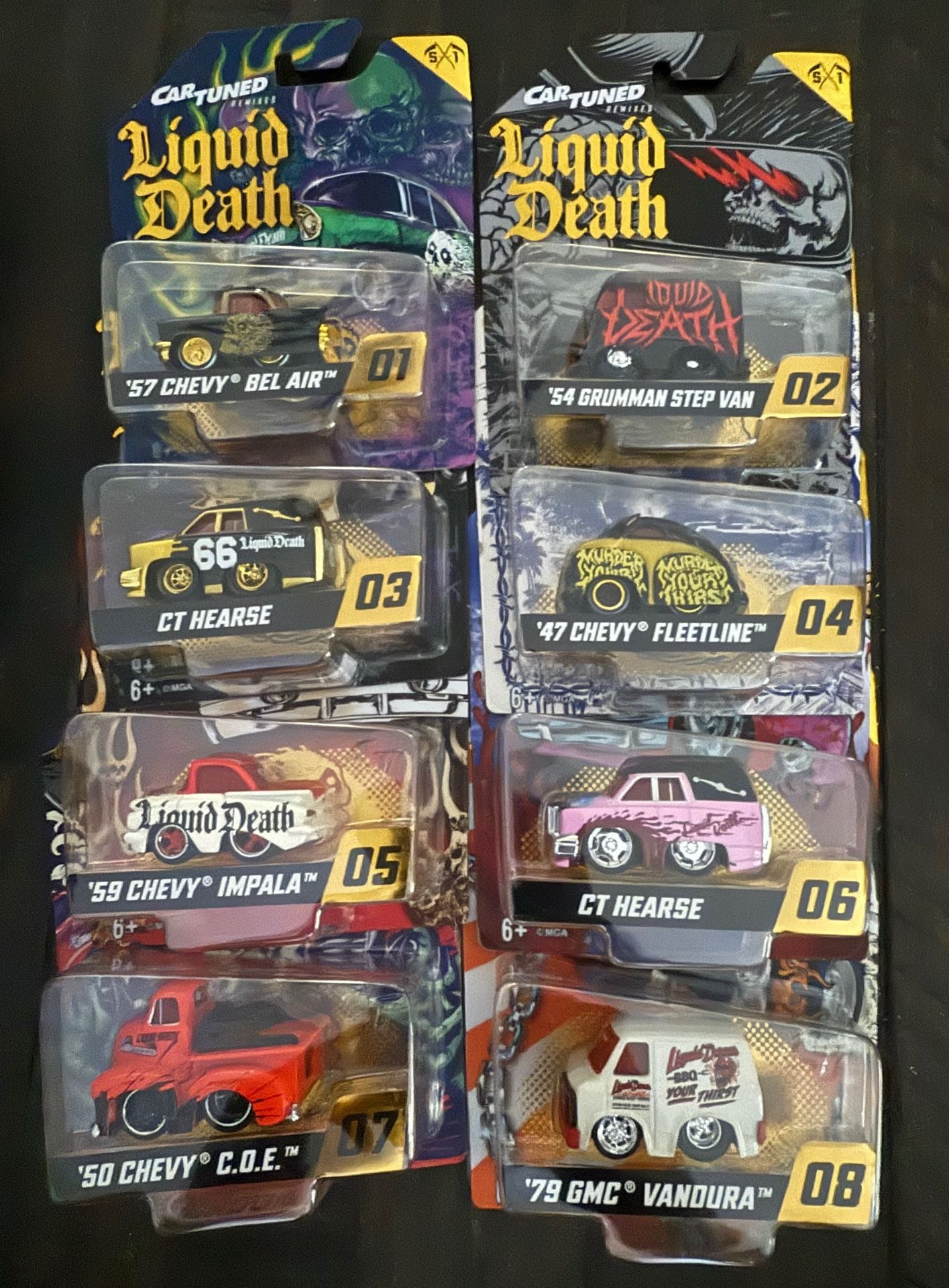 CarTuned Liquid Death complete Series 1.
Cars 1-8. 1