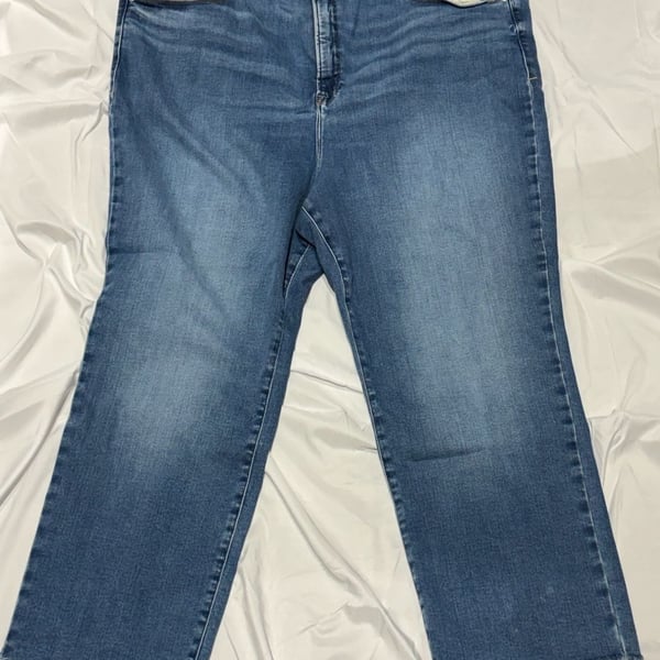 Good American Good Legs Straight Jeans Size 30 NWT Indigo Mid Rise Raw Hem $169