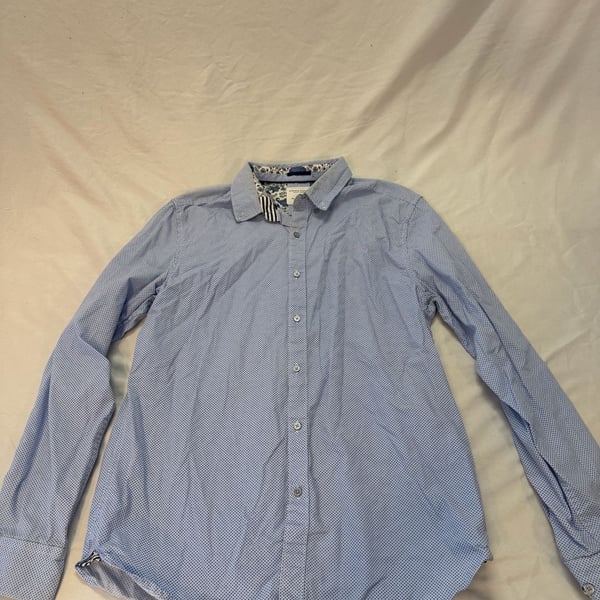 Denim And Flower Slim Fit Long Sleeve Button Up Shirt Blue Size M