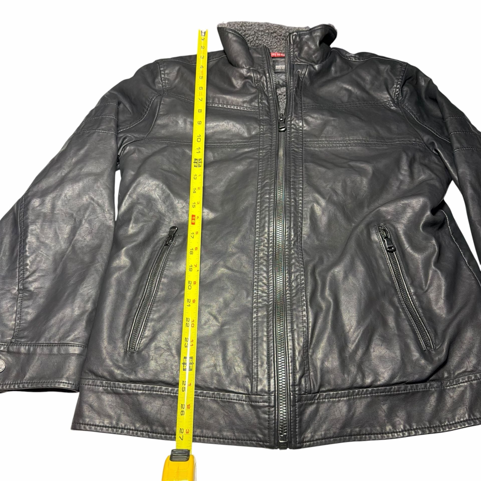 Buffalo David Bitton Faux Leather Jacket Size S Black Shearling Collar 5