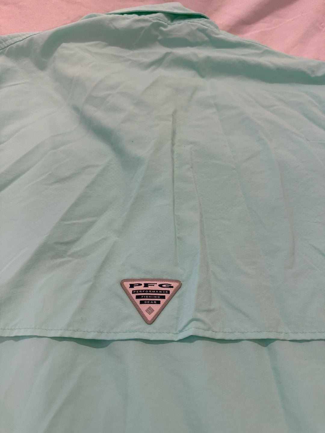 Columbia PFG Button Down Shirt Size L Teal Fishing 9