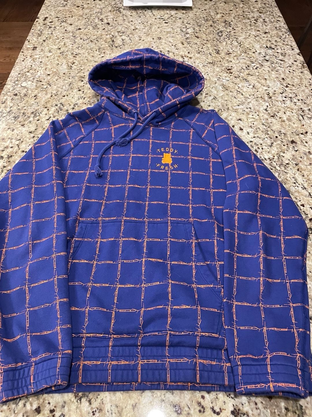 Teddy Fresh Barbed Wire Hoodie Size M Blue Orange Pullover Sweatshirt 2