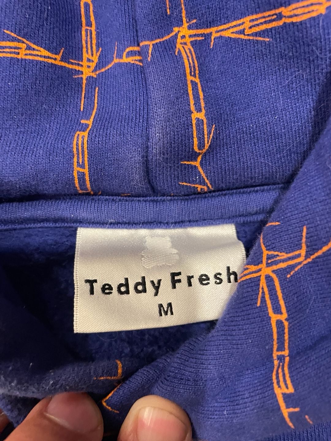 Teddy Fresh Barbed Wire Hoodie Size M Blue Orange Pullover Sweatshirt 3
