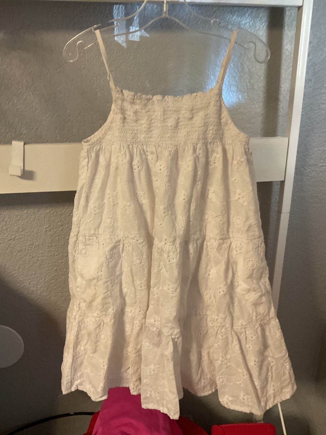 Cat & Jack Dress Size 5T White Eyelet Tiered Cotton 2
