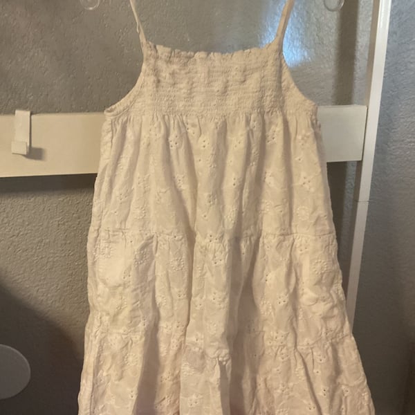 Cat & Jack Dress Size 5T White Eyelet Tiered Cotton
