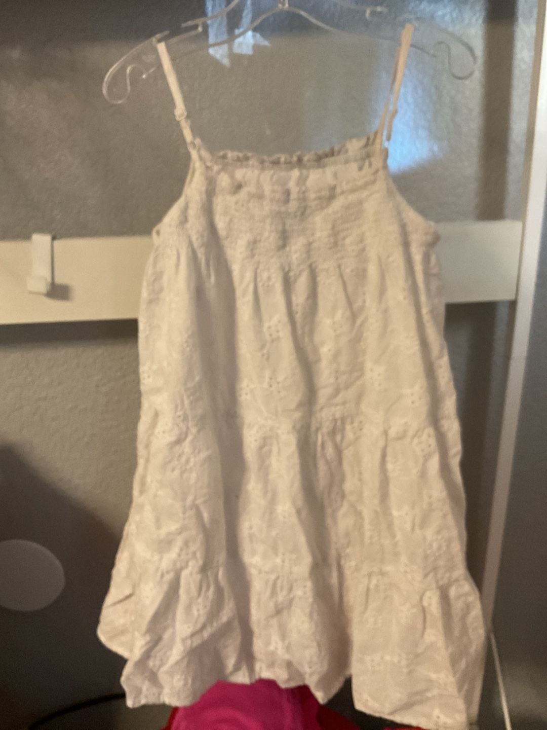 Cat & Jack Dress Size 5T White Eyelet Tiered Cotton 4