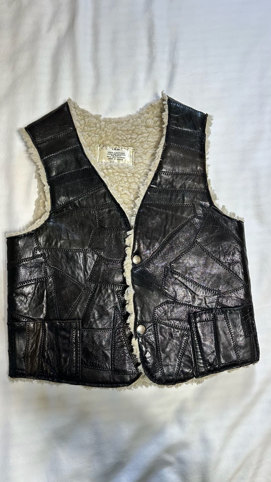 70,s Patch Leather Biker Vest 2