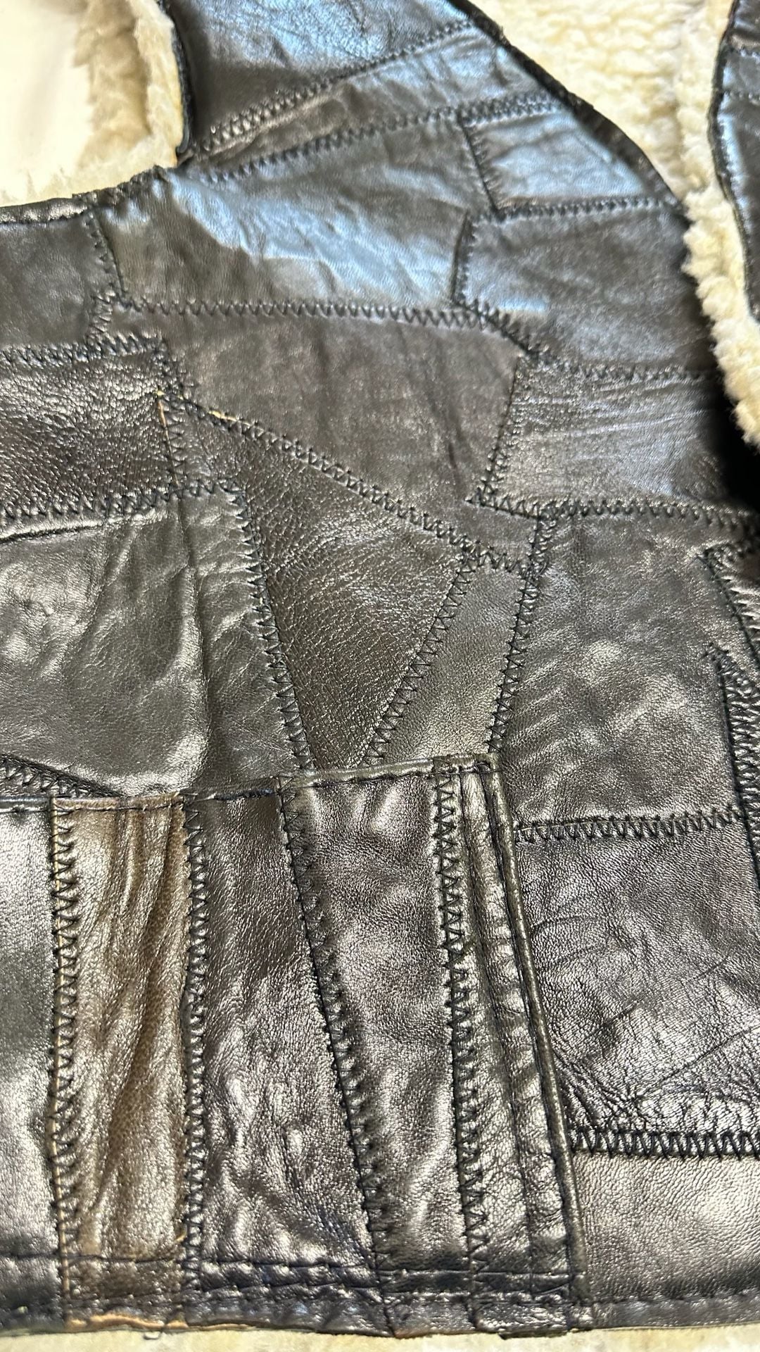 70,s Patch Leather Biker Vest 3