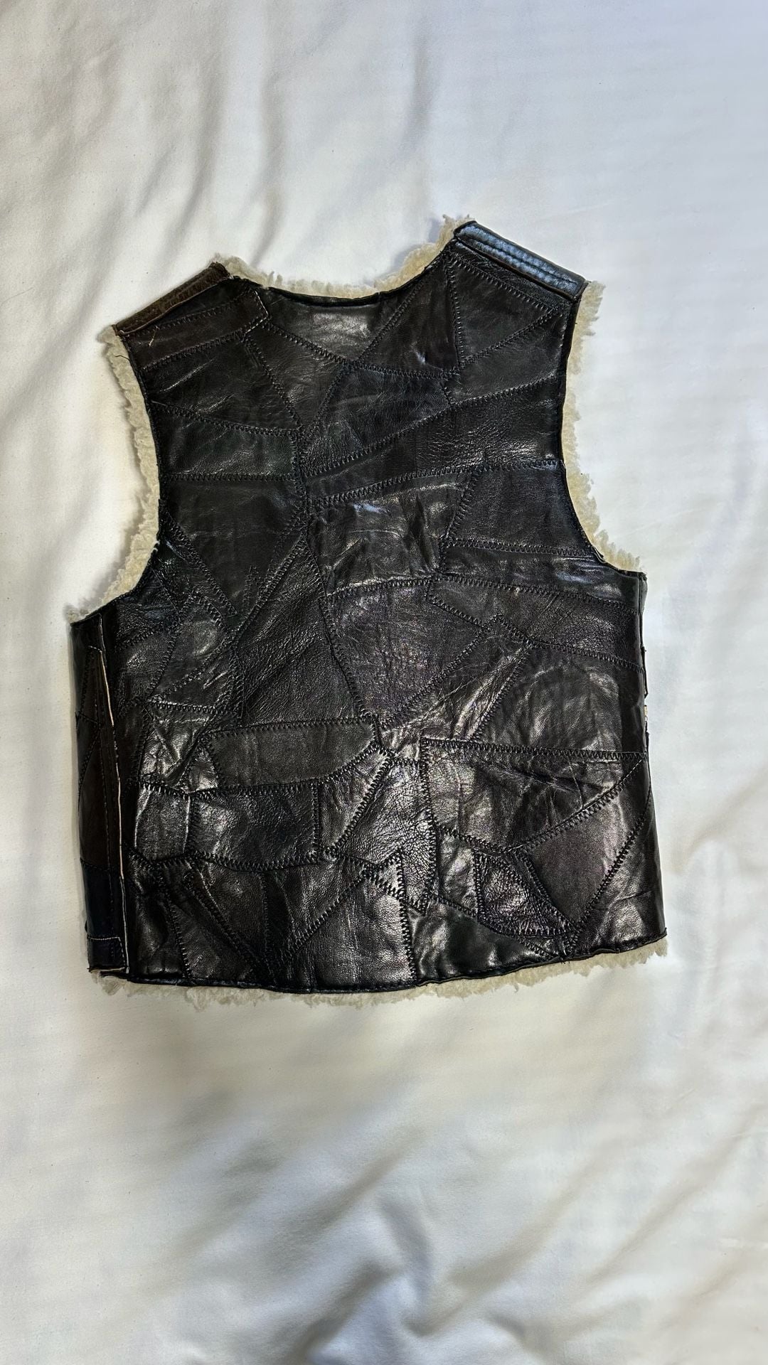 70,s Patch Leather Biker Vest 6