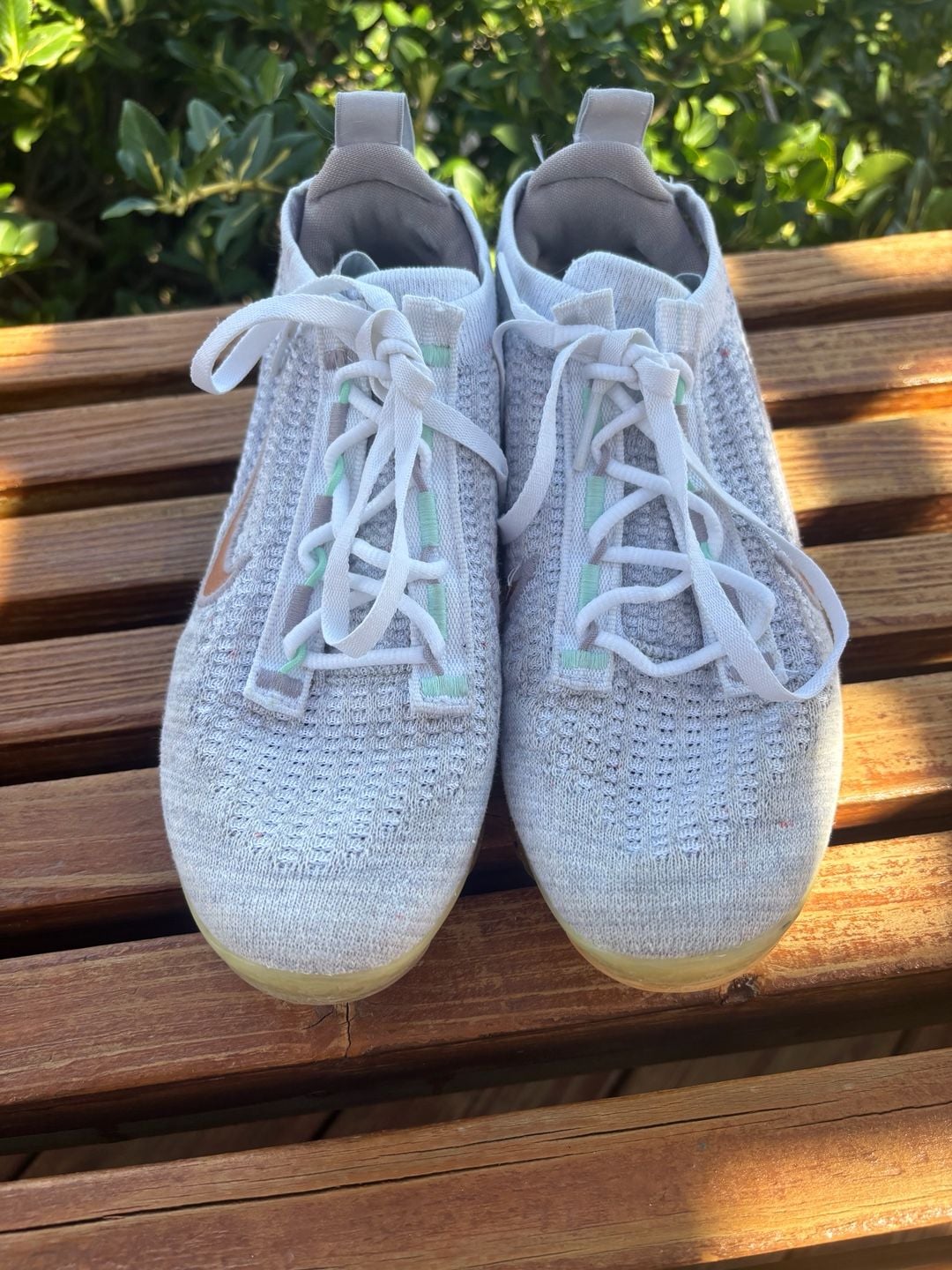 Nike Air VaporMax 2021 Flyknit GS Size 4Y Pure Platinum Mint Foam 3