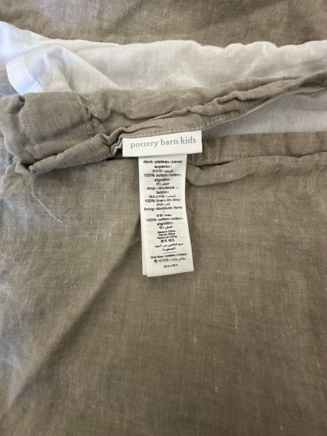 Pottery Barn Kids European Linen Crib Skirt Natural 16" Drop 2