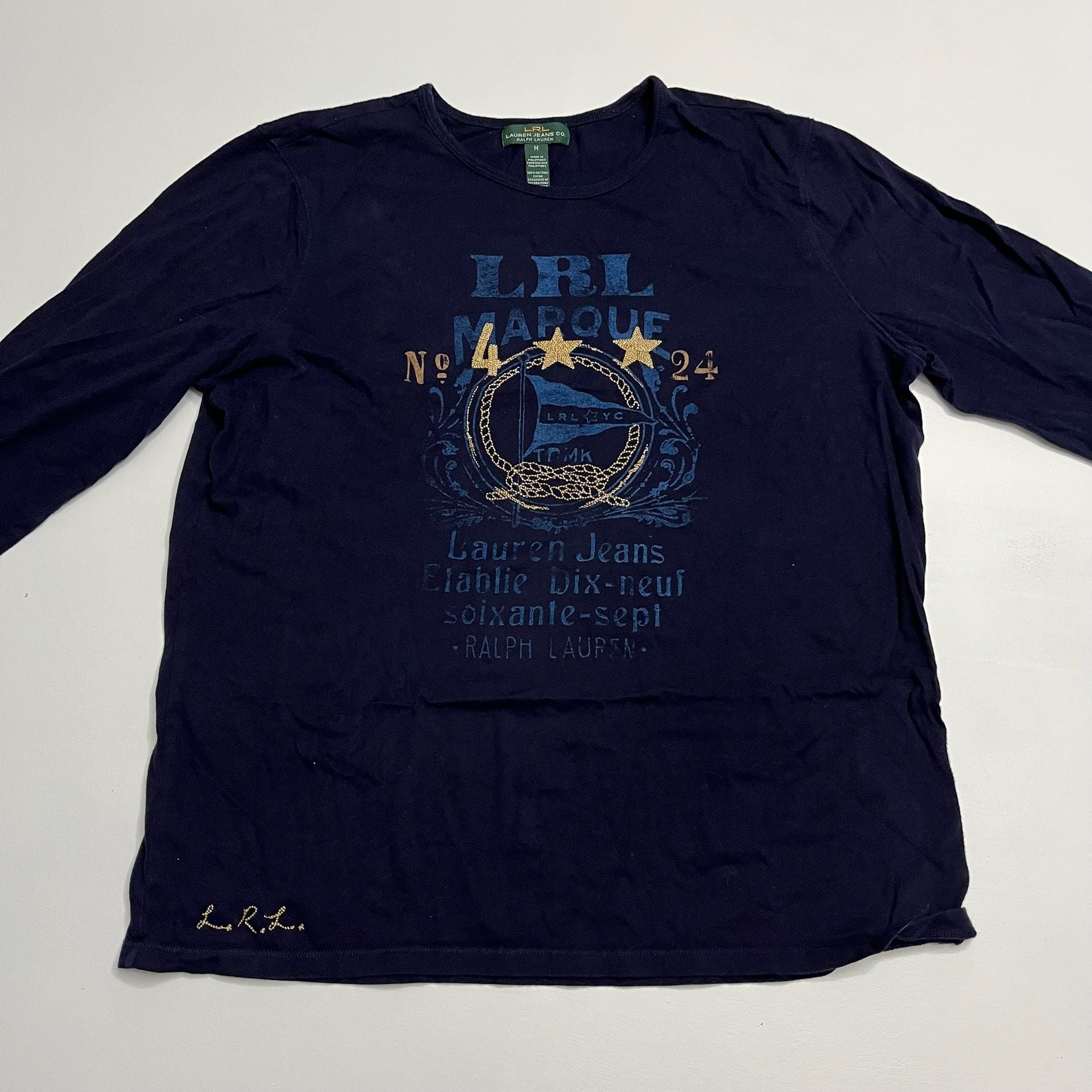 Lauren Jeans Co Ralph Lauren Long Sleeve T-Shirt Size M Navy Nautical 2