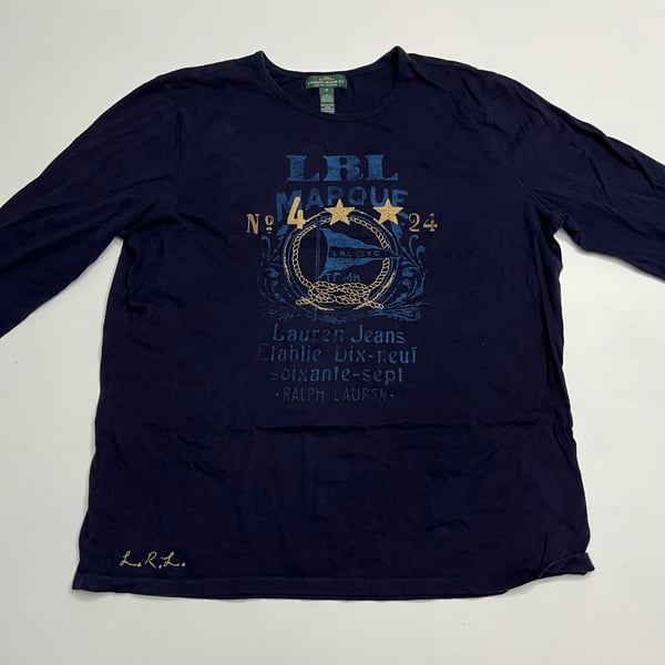 Lauren Jeans Co Ralph Lauren Long Sleeve T-Shirt Size M Navy Nautical