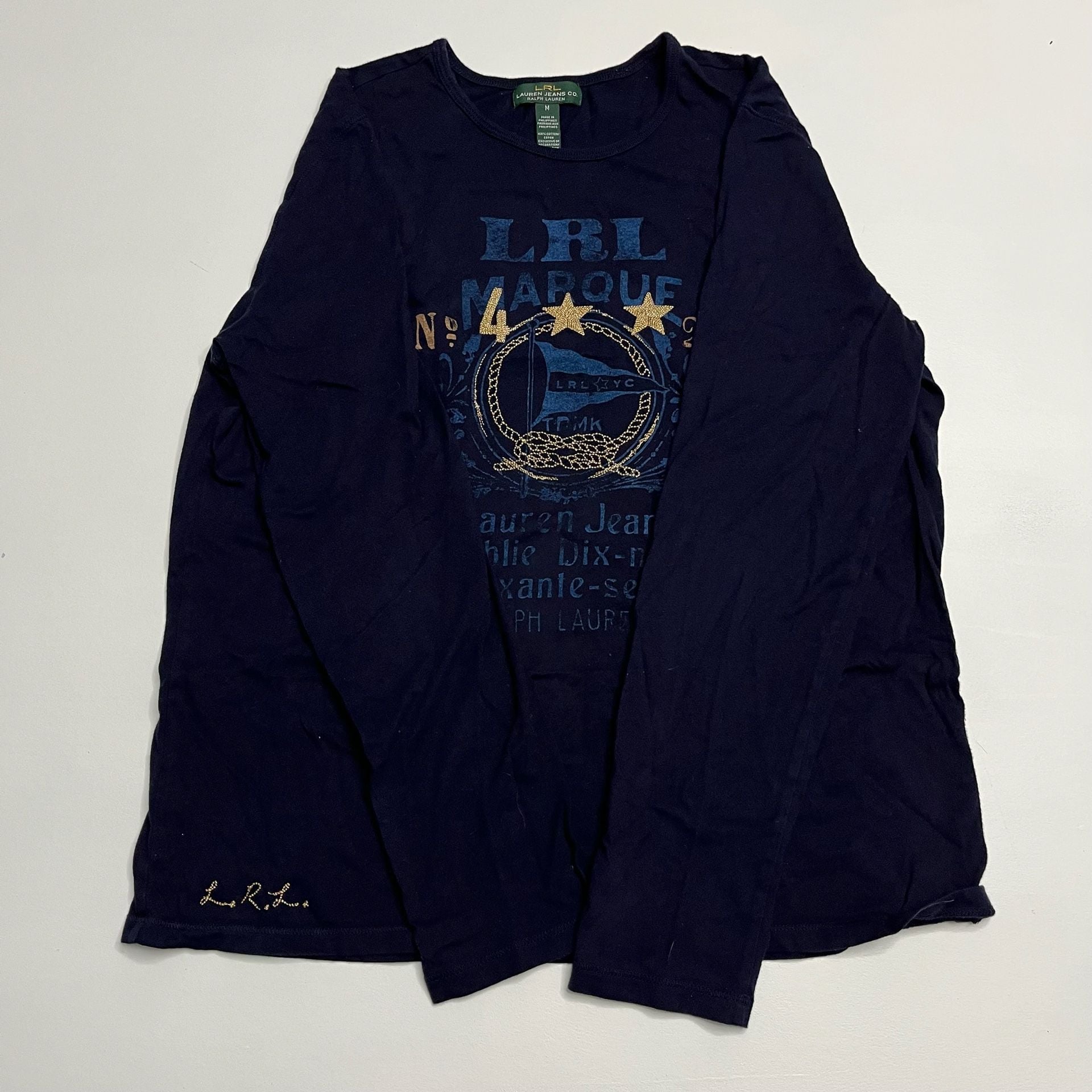 Lauren Jeans Co Ralph Lauren Long Sleeve T-Shirt Size M Navy Nautical 9