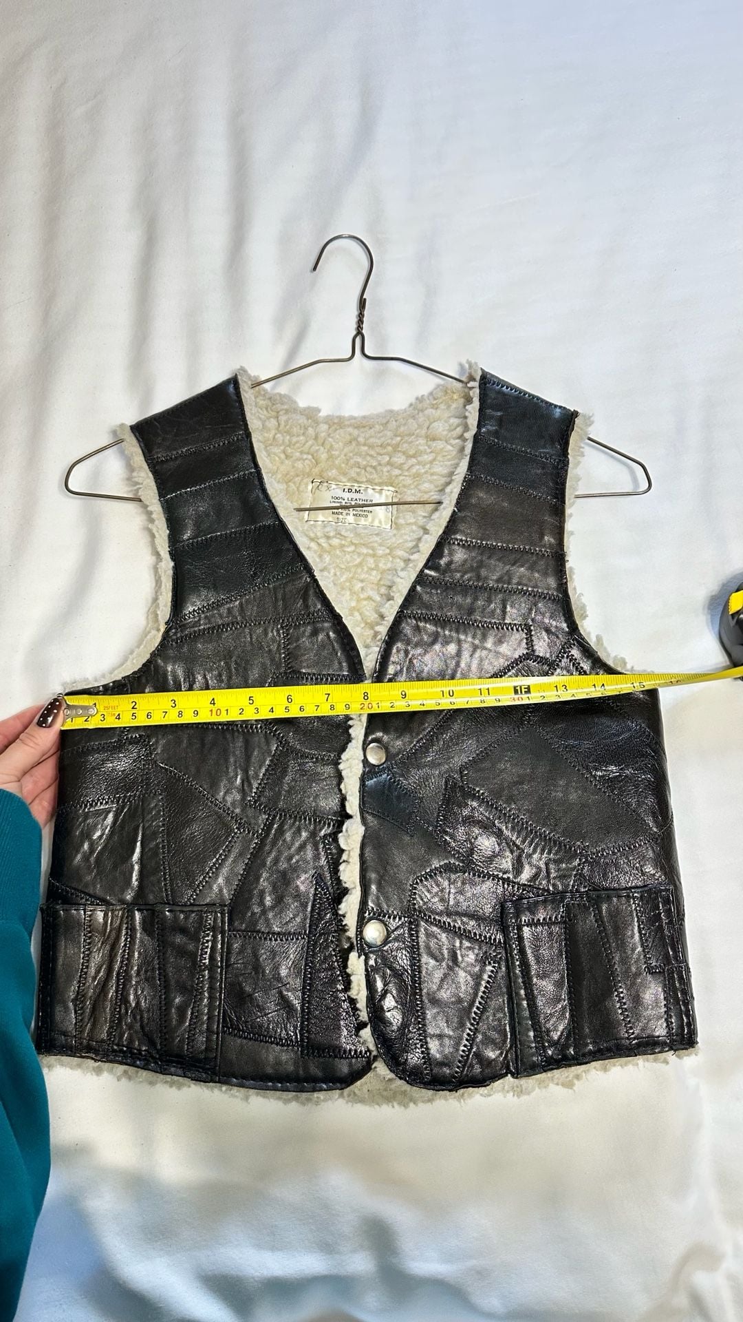 70,s Patch Leather Biker Vest 7