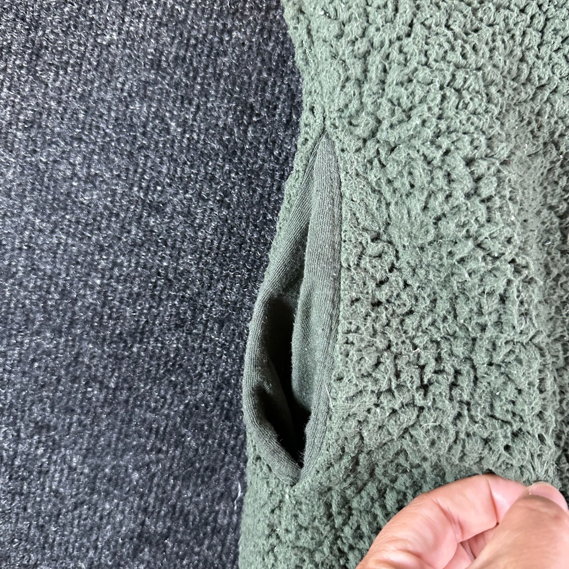 PINK Victoria's Secret Sherpa Hoodie Pullover Green Quarter Zip Size M 4