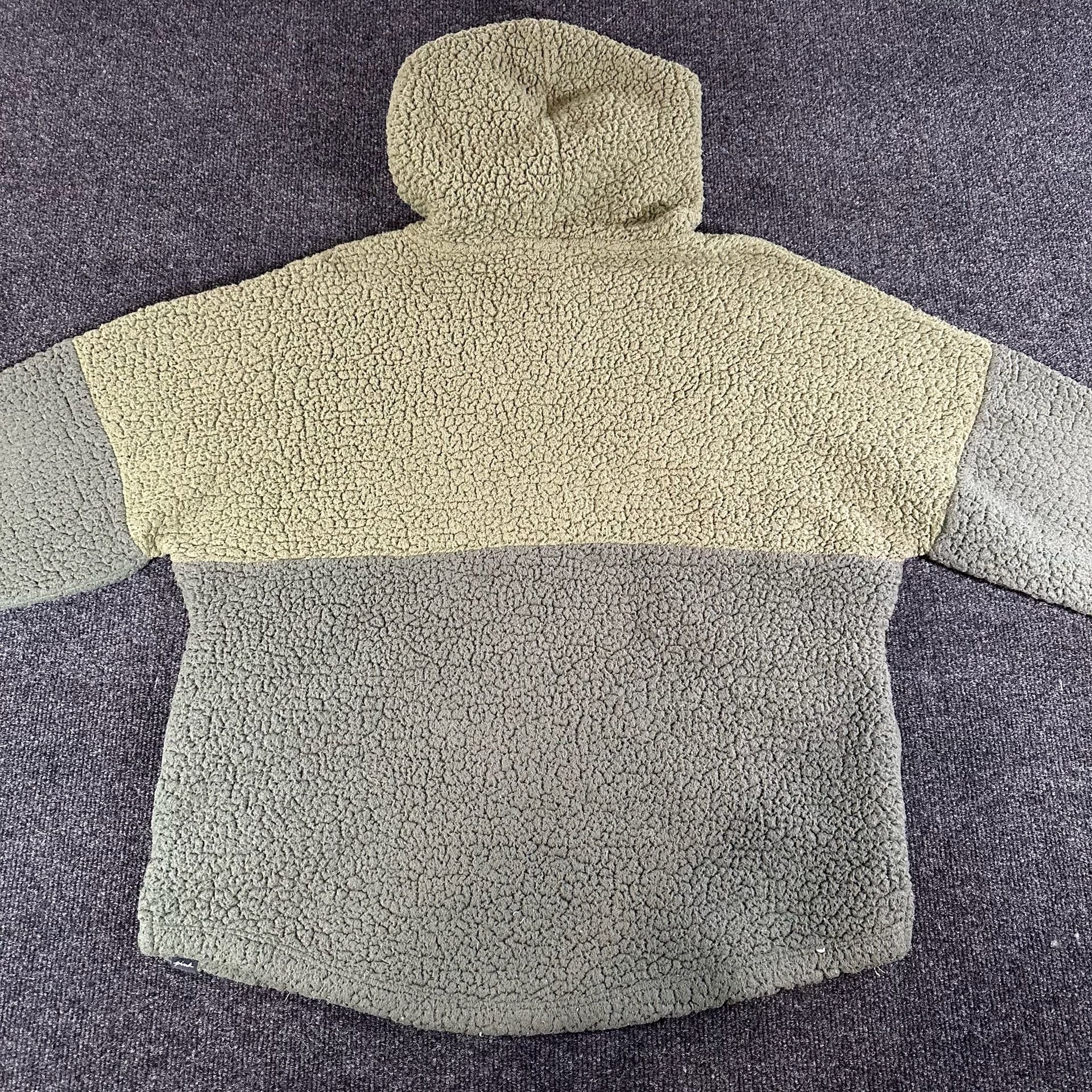 PINK Victoria's Secret Sherpa Hoodie Pullover Green Quarter Zip Size M 11