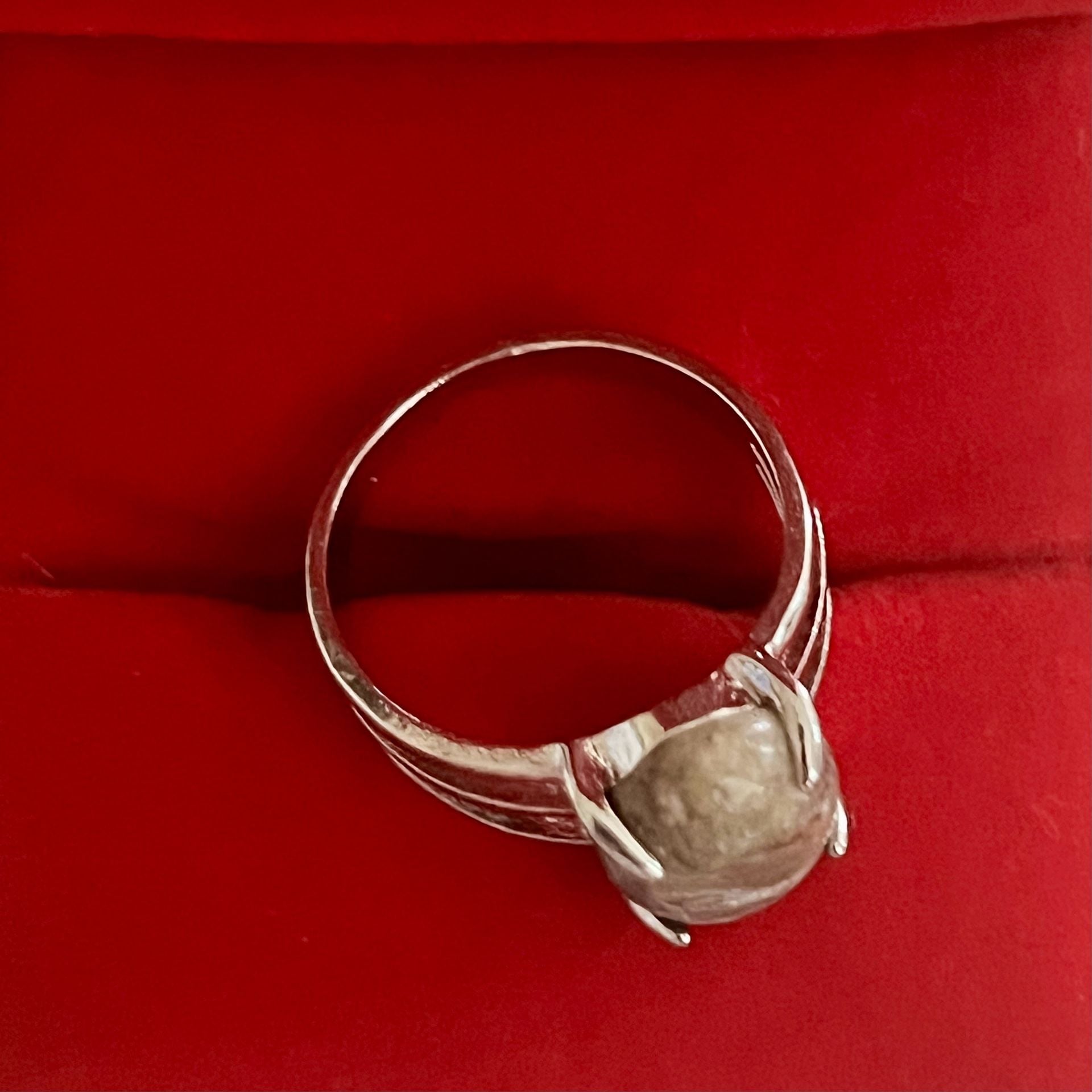 Natural Stone Oval Prong Set Triple Band Silver Ring Size 8 4