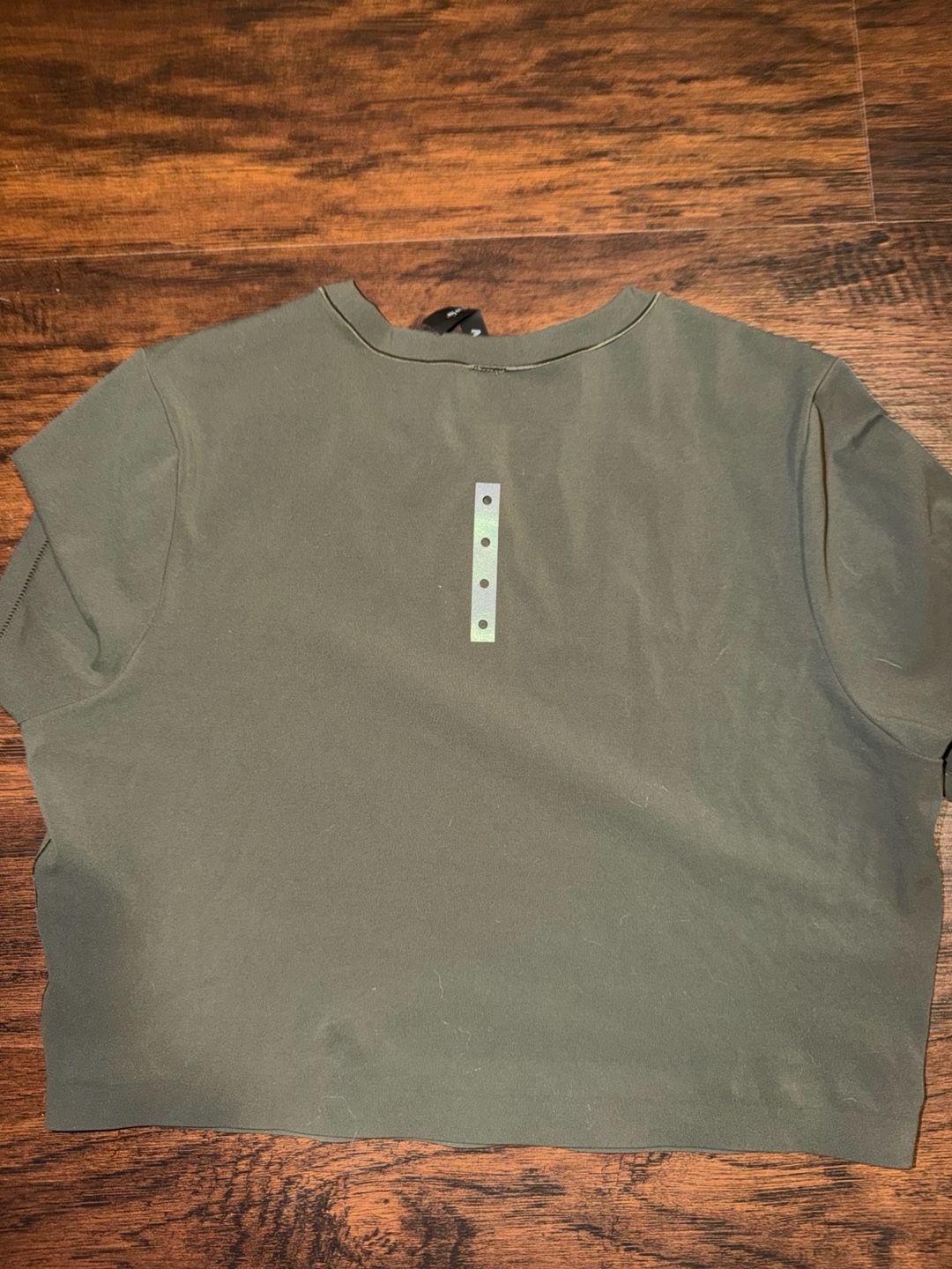 ASRV W019 LYCRA Cropped Tee Size L Sage Green Workout Shirt 5