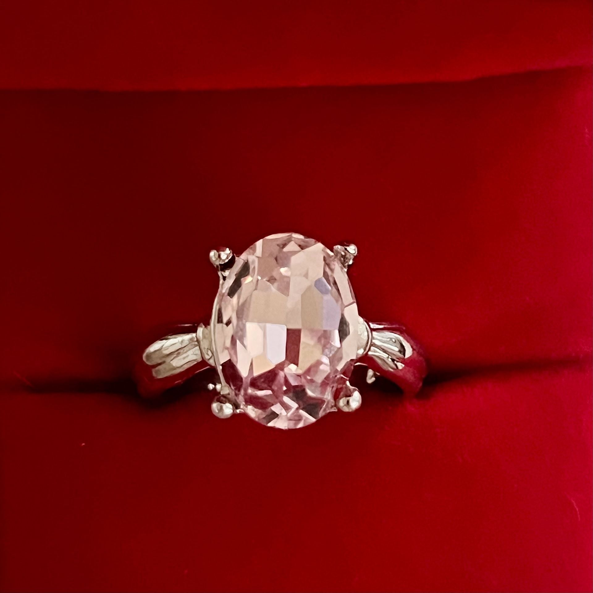 Morganite Solitaire Ring Oval Cut White Gold Solitaire Ring Size 8 1