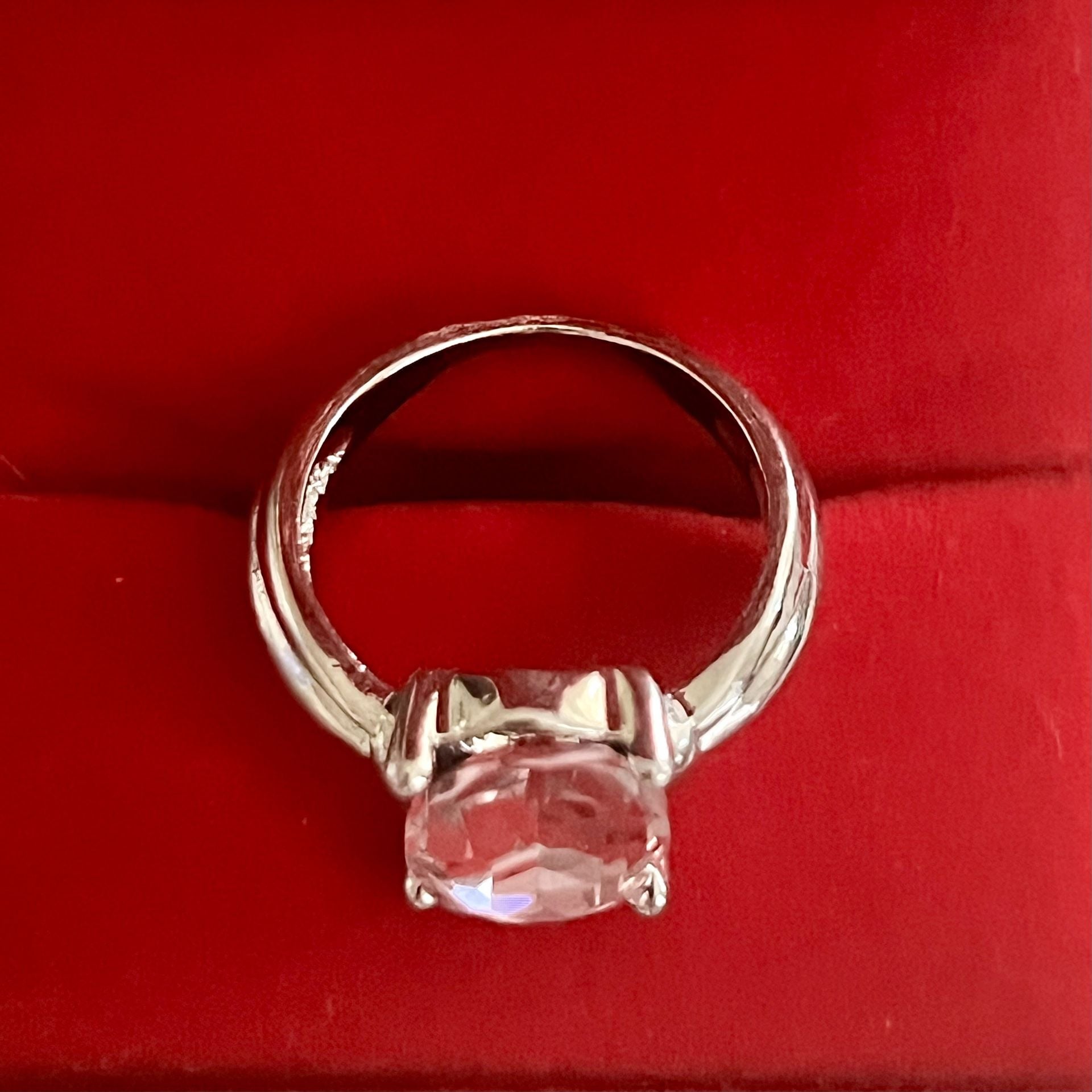 Morganite Solitaire Ring Oval Cut White Gold Solitaire Ring Size 8 6