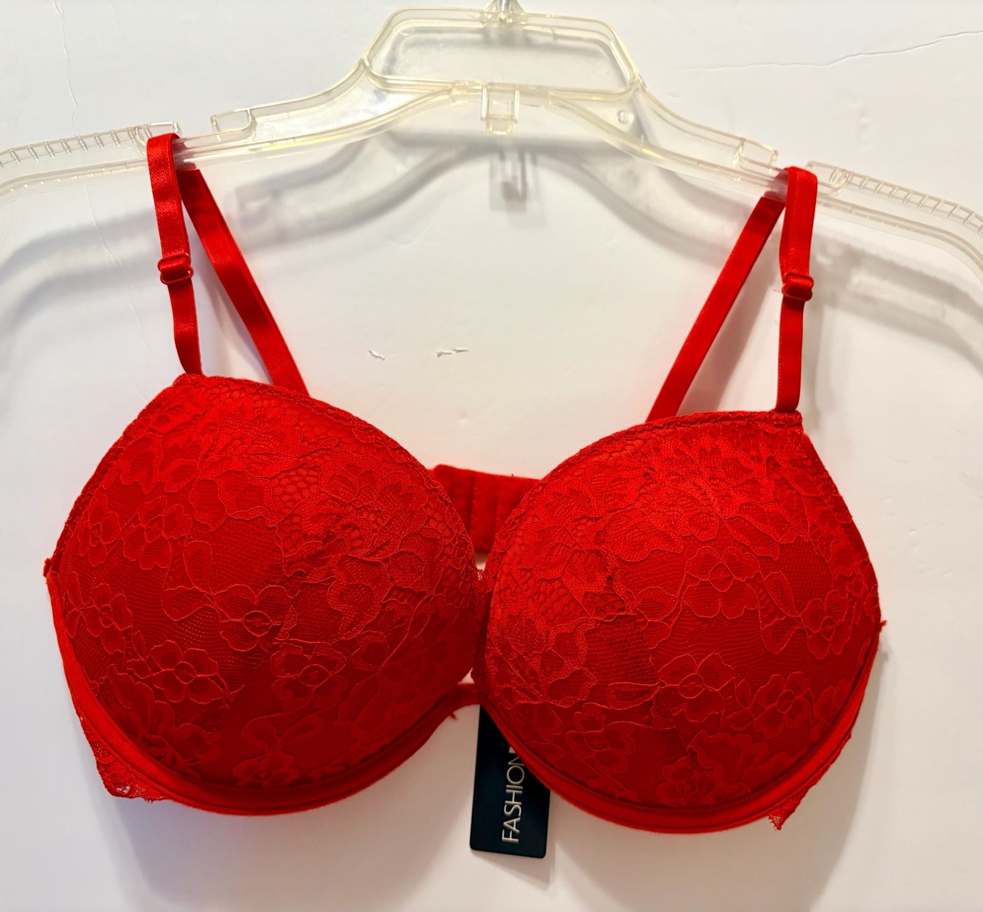 Fashion Nova Friday Love Double Push Up Lace Bra Size 36D Red 2