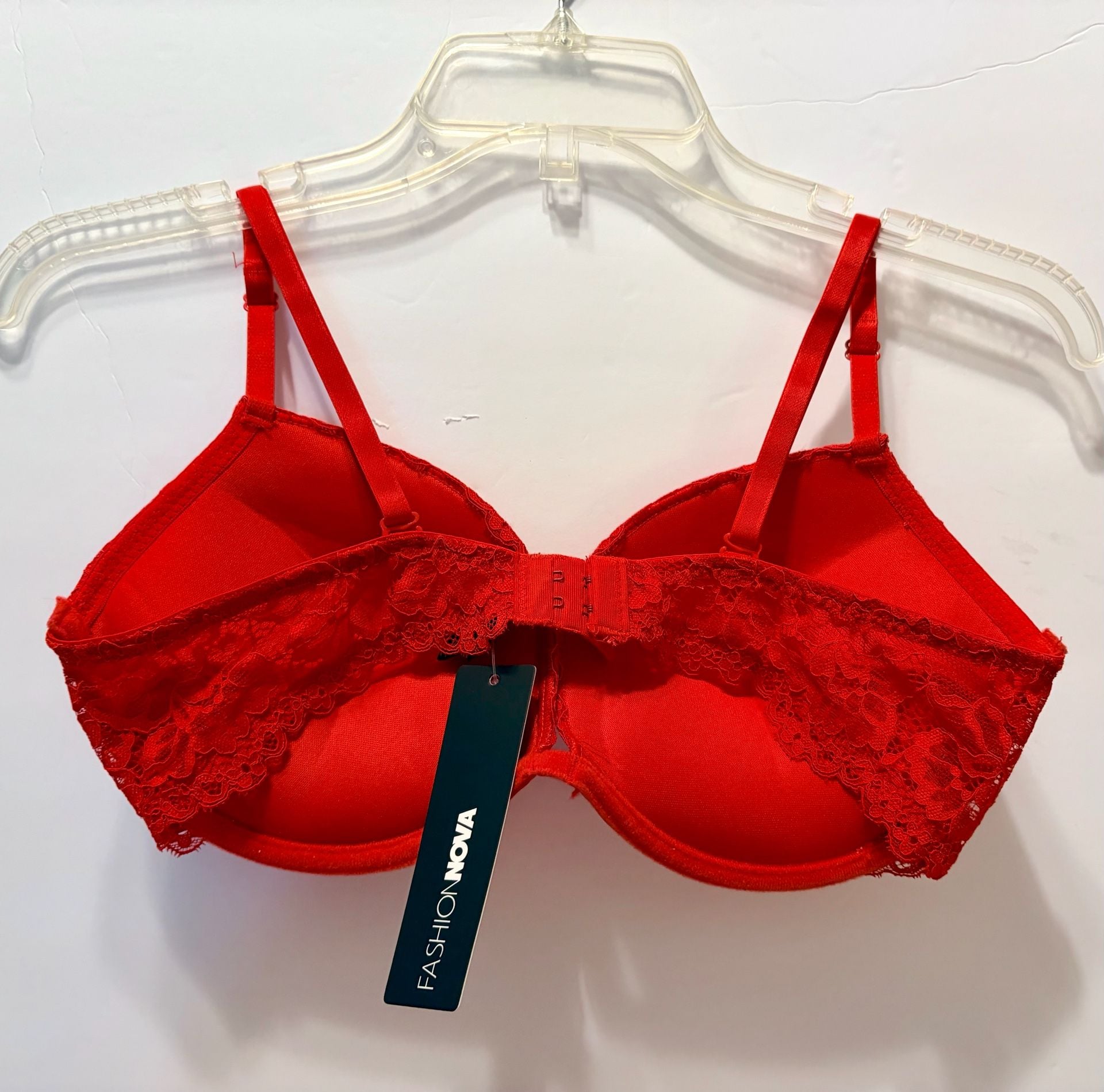 Fashion Nova Friday Love Double Push Up Lace Bra Size 36D Red 3