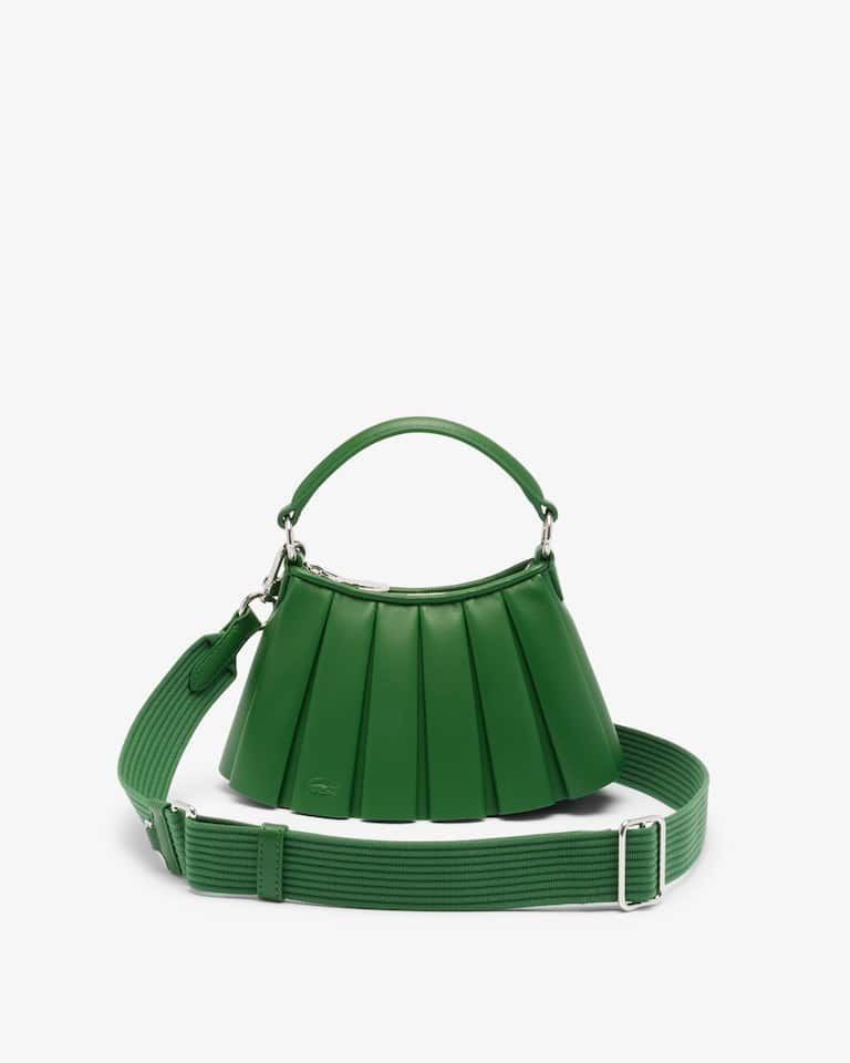 Lacoste Mini Lenglen Leather Bag Green Pleated Crossbody  NWT 8