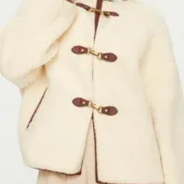 Princess Polly Adylic Teddy Coat Size US 4 Cream Brown Faux Shearling
