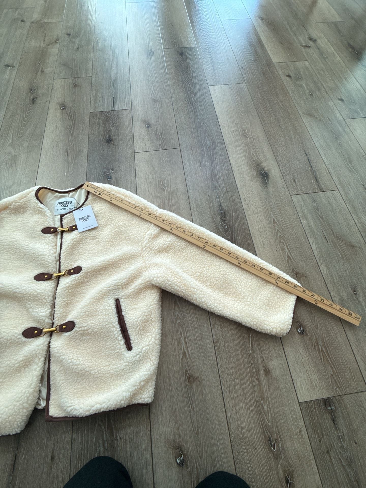 Princess Polly Adylic Teddy Coat Size US 4 Cream Brown Faux Shearling 8