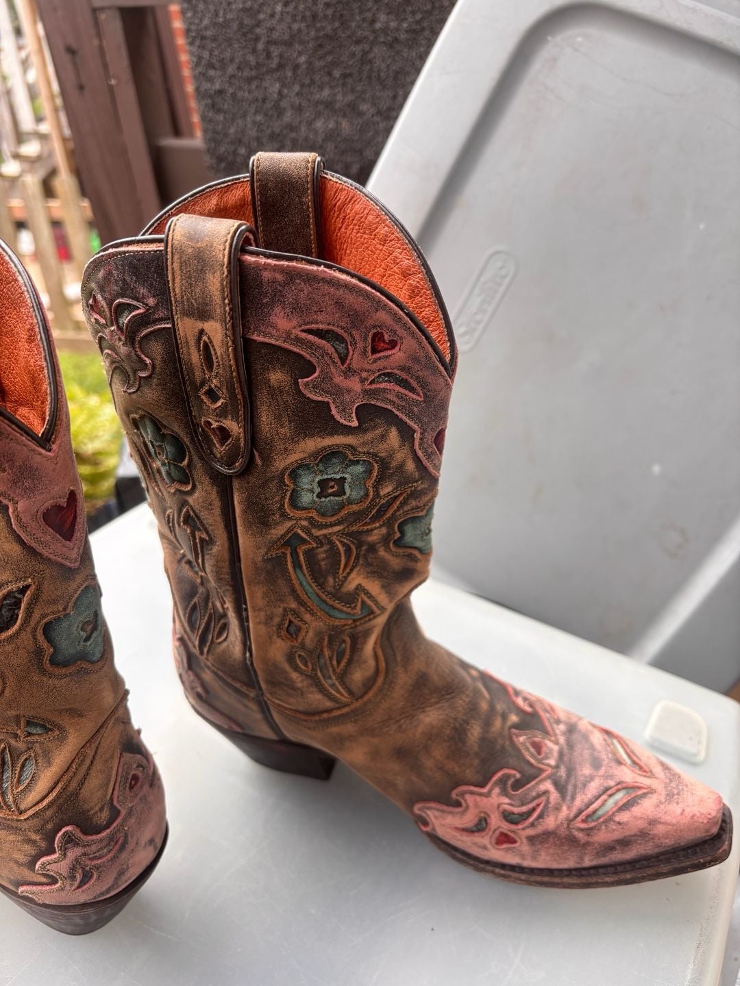 Dan Post Women's Vintage Bluebird Snip Toe Leather Cowboy Boots size 8.5 3