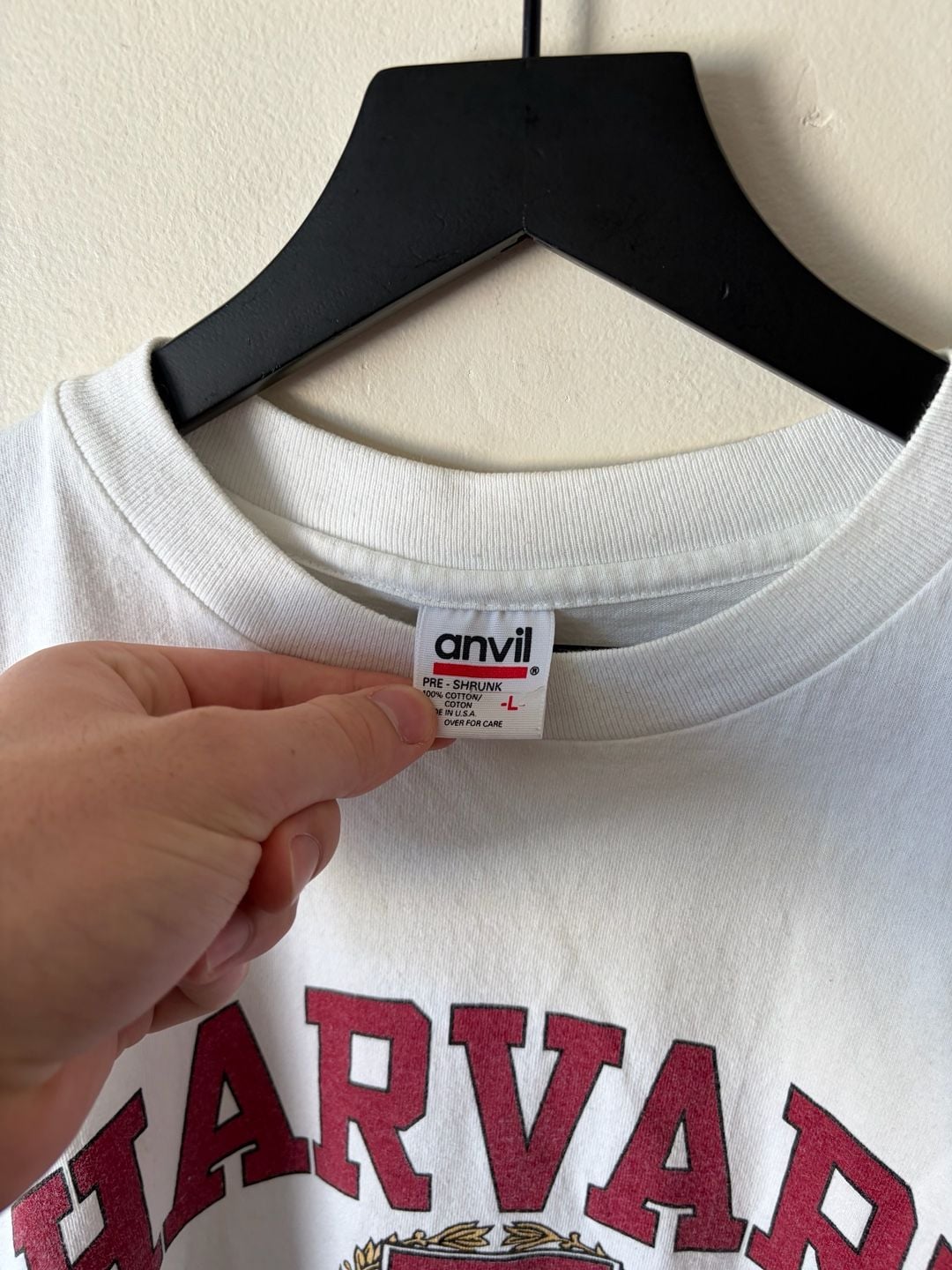 Anvil Harvard University T-Shirt Size L White Cotton Crest 5