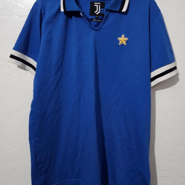 Juventus 1976/77 Retro Jersey Size M Blue Soccer Polo Shirt Copa Football futbol