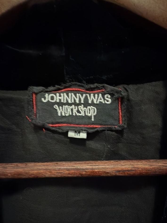 Johnny Was Workshop Open Jacket Size M Black Gold Feathers Velvet Trim 3