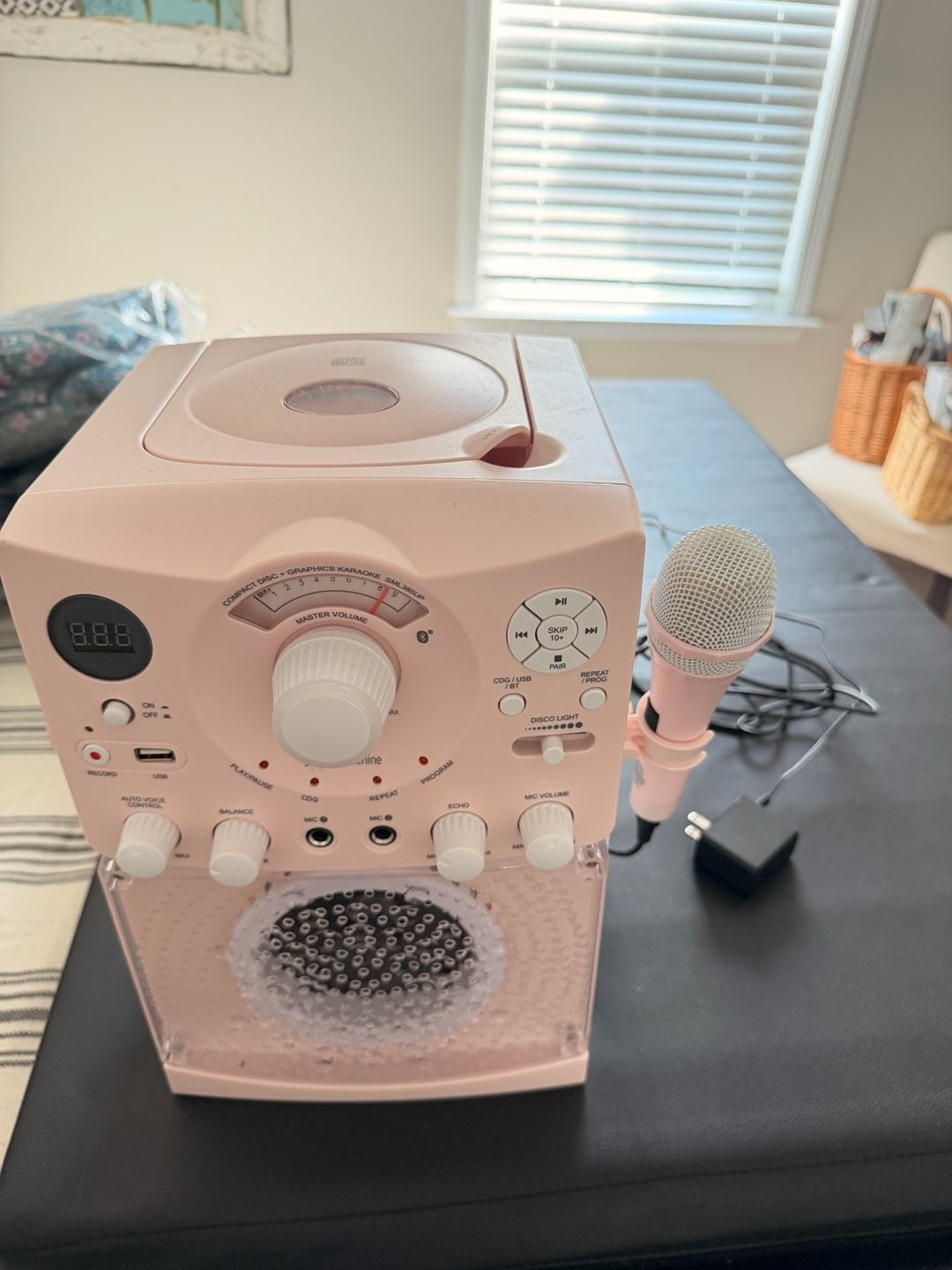Singing Machine SML385UP Bluetooth Karaoke System White Pink 1