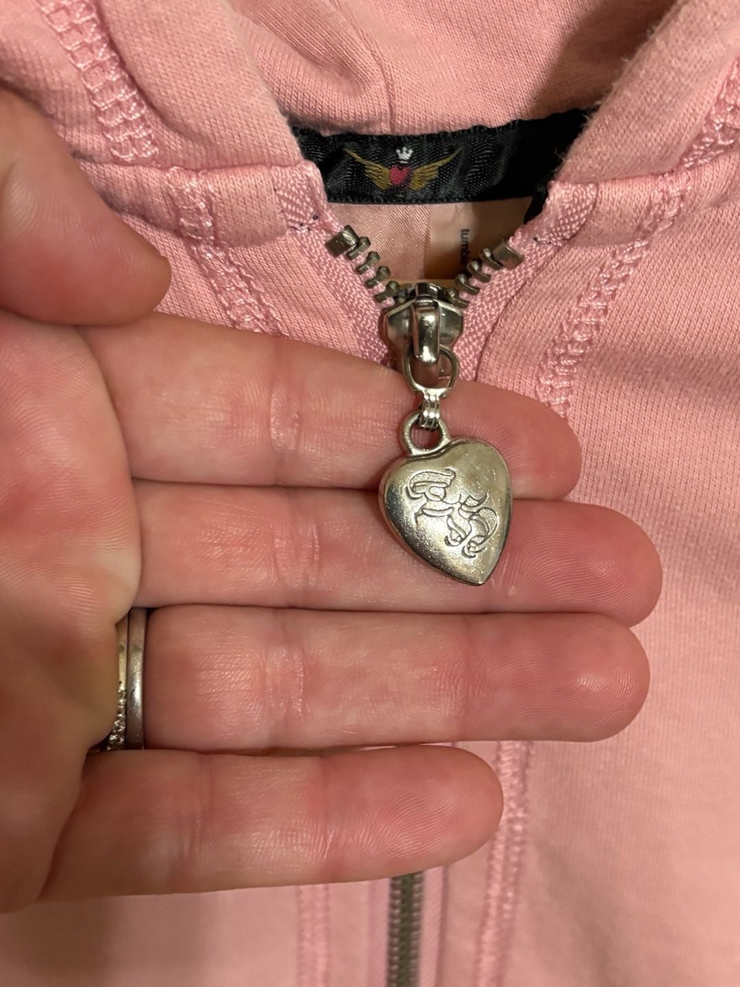 Y2K Twisted Heart Full Zip Hoodie Size S Pink 6