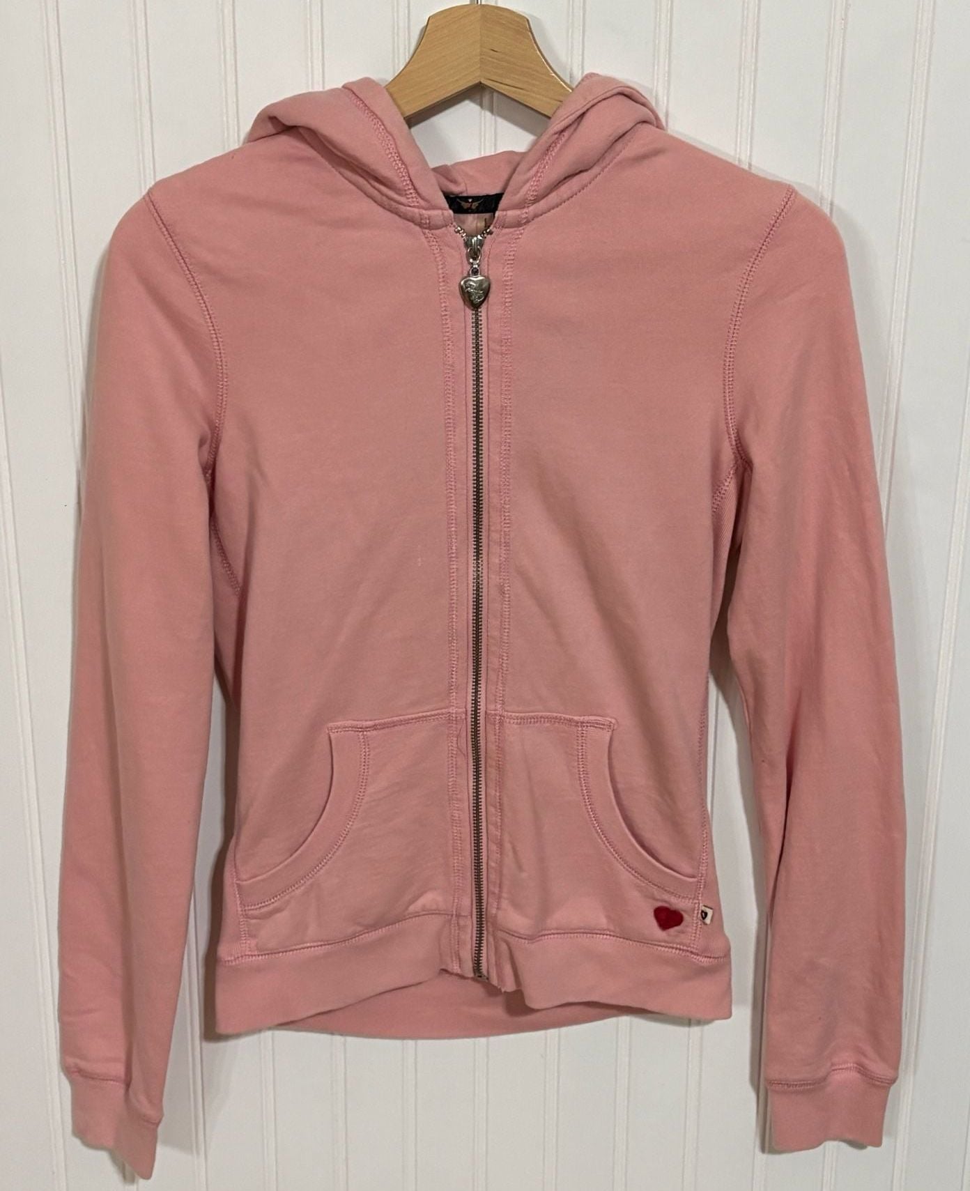 Y2K Twisted Heart Full Zip Hoodie Size S Pink 2