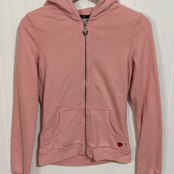Y2K Twisted Heart Full Zip Hoodie Size S Pink