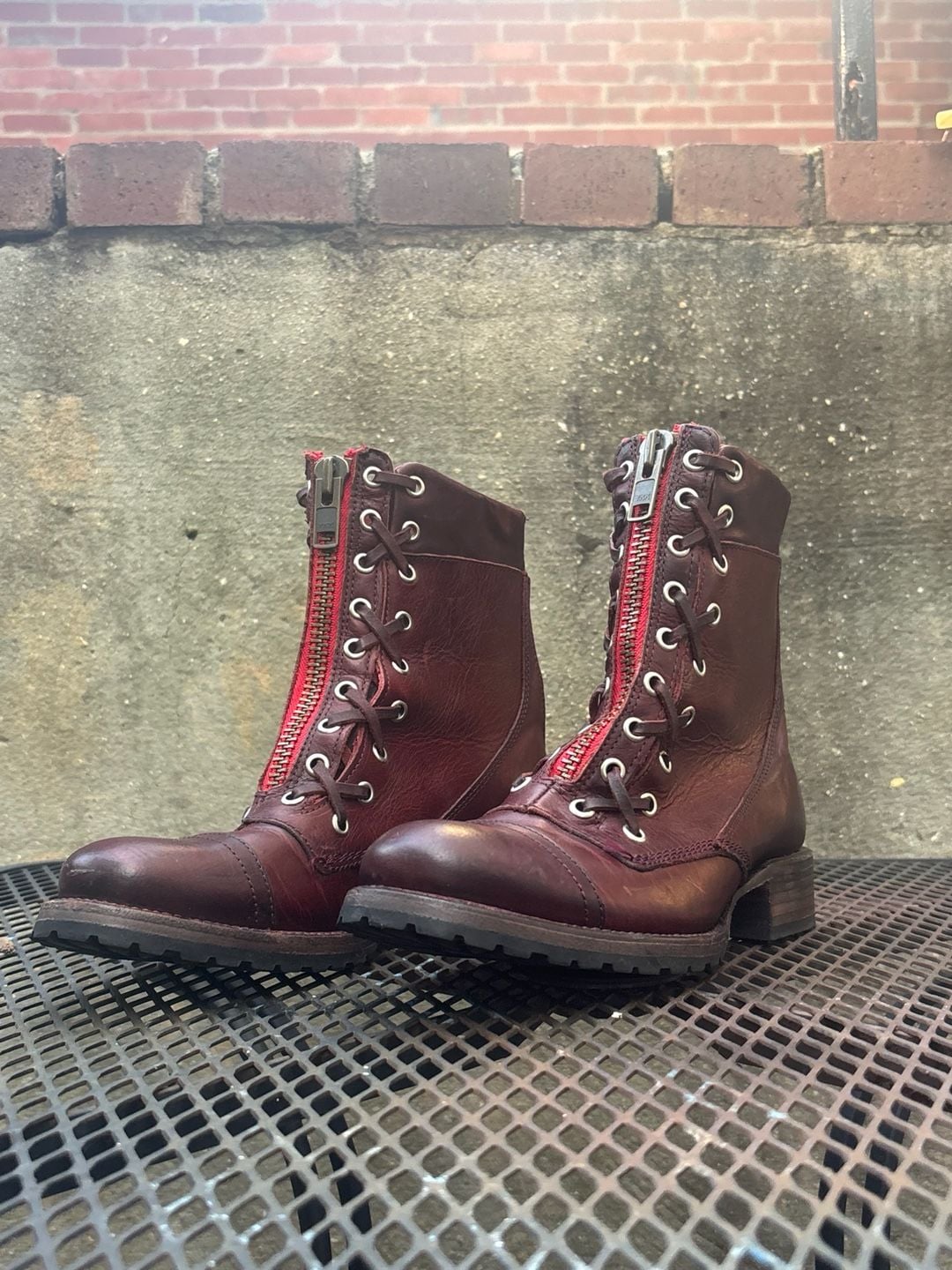 Freebird Liverpool Leather Combat Boots Burgundy 2