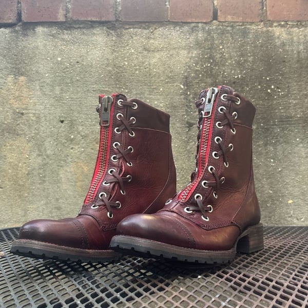 Freebird Liverpool Leather Combat Boots Burgundy