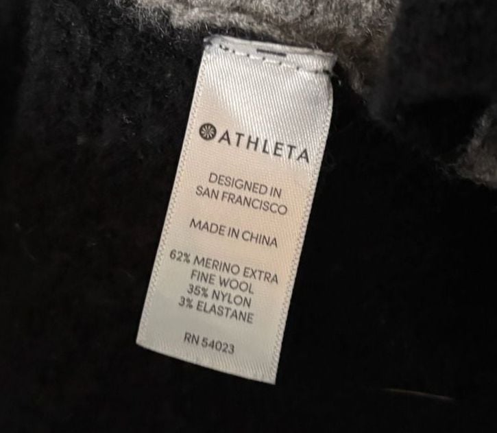 Athleta Extra Fine Merino Wool Duster Cardigan Black XL Like New 7
