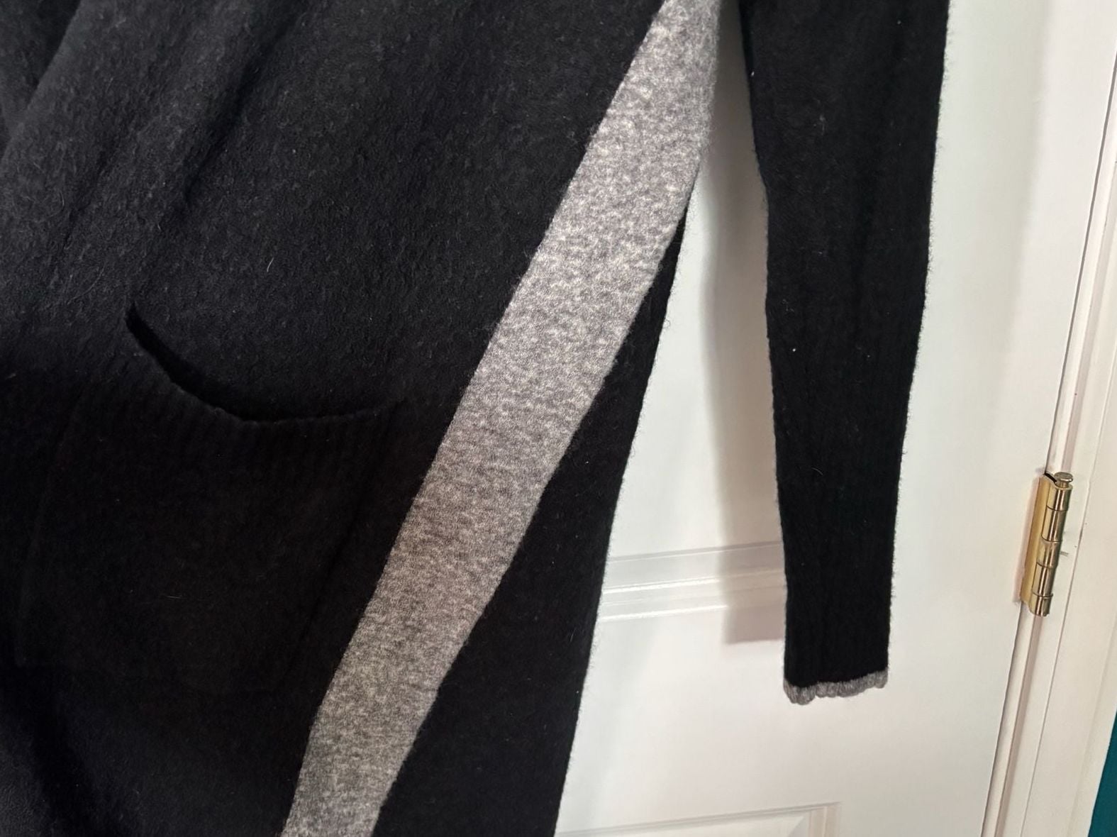 Athleta Extra Fine Merino Wool Duster Cardigan Black XL Like New 8