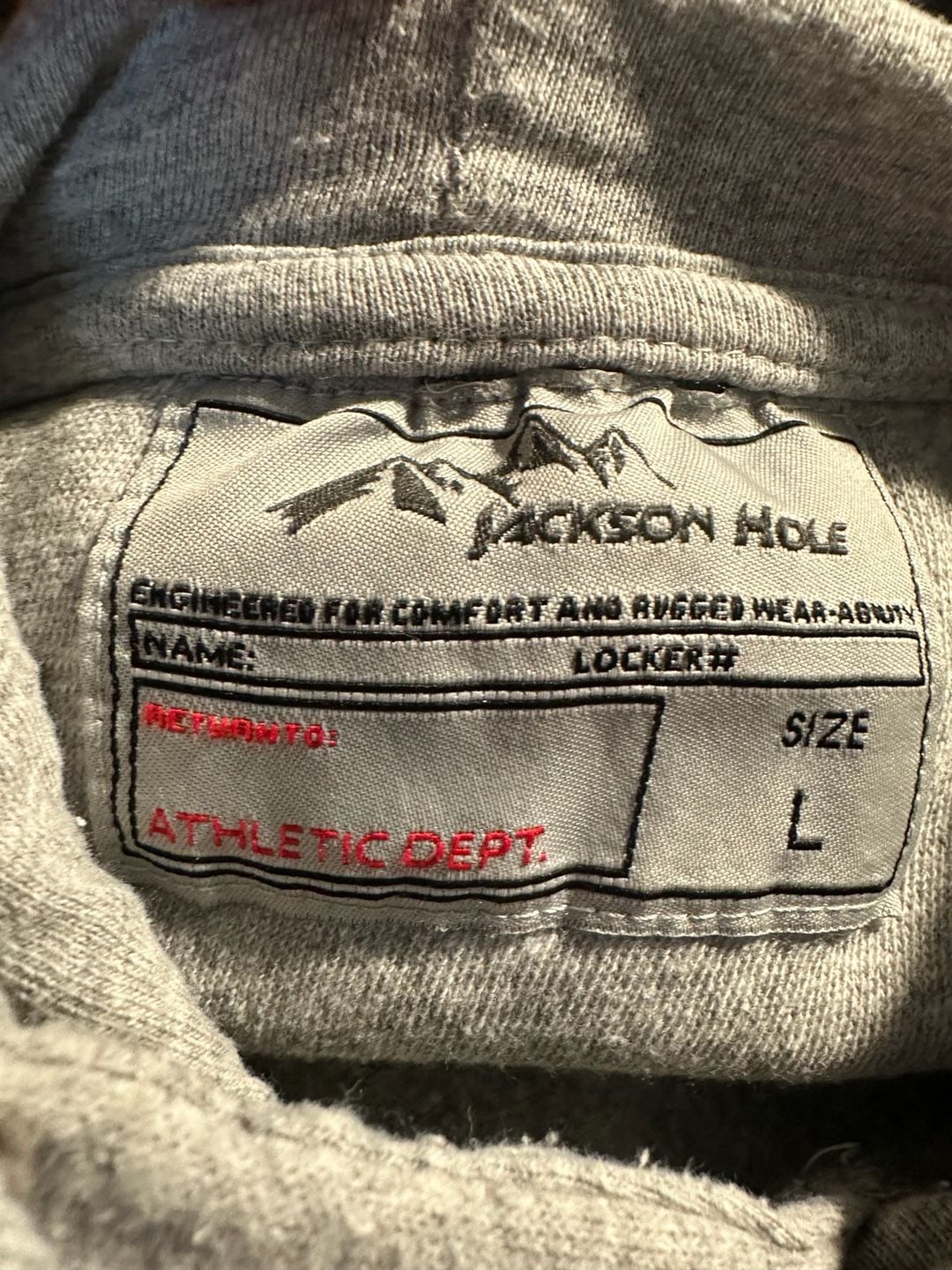 Jackson Hole Pullover Hoodie Size L Grey Athletic Dept 3