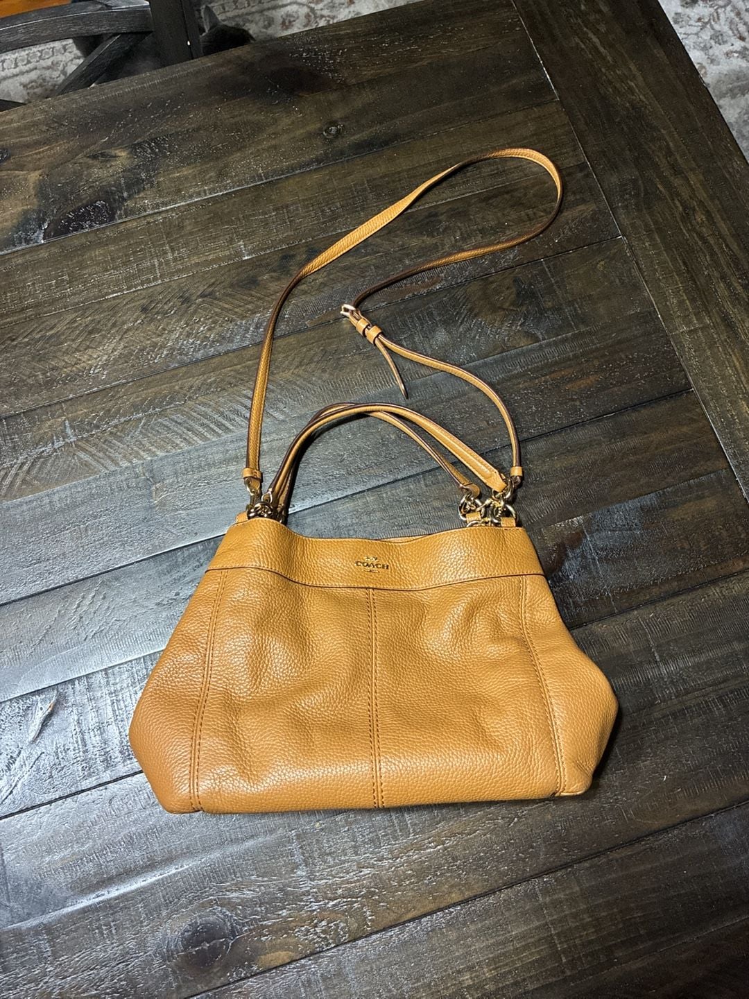 Coach Lexy F28997 Saddle Brown Pebbled Leather Shoulder Bag EUC 2