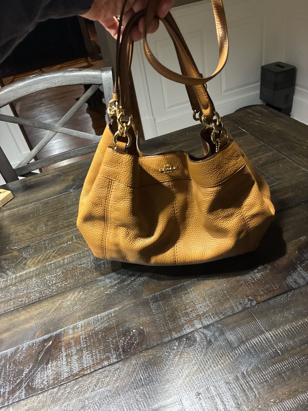 Coach Lexy F28997 Saddle Brown Pebbled Leather Shoulder Bag EUC 5