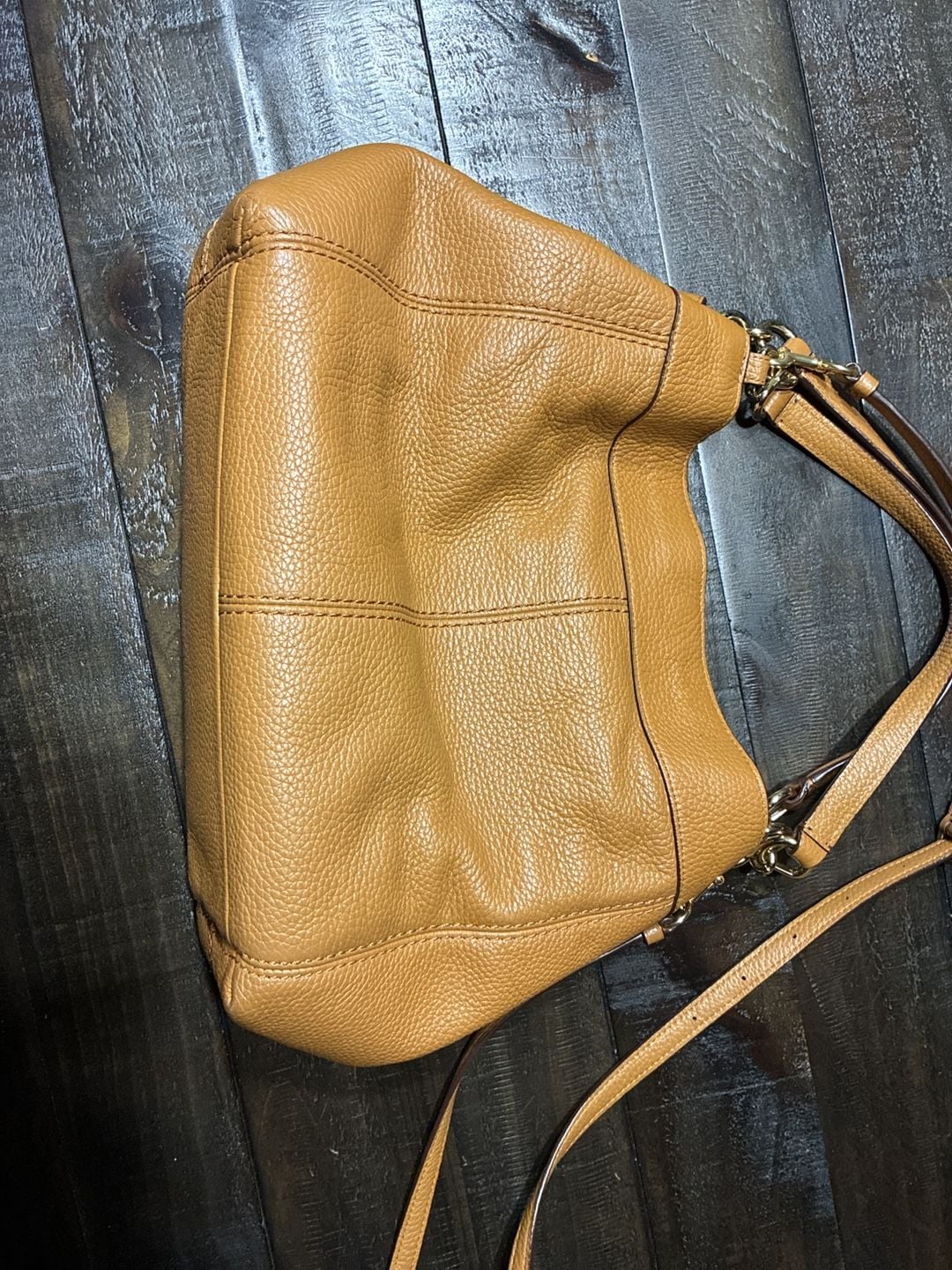 Coach Lexy F28997 Saddle Brown Pebbled Leather Shoulder Bag EUC 9