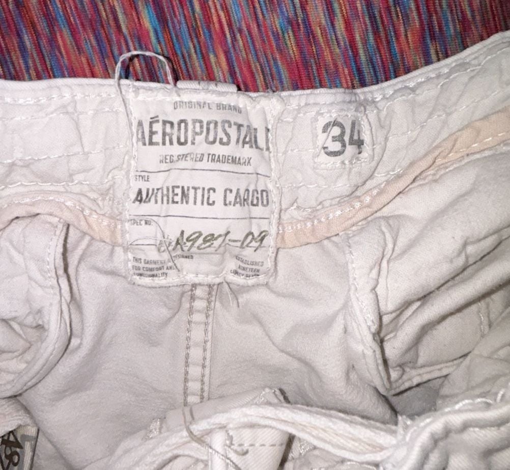 Aeropostale Authentic Cargo Shorts Size 34 White Cotton 5