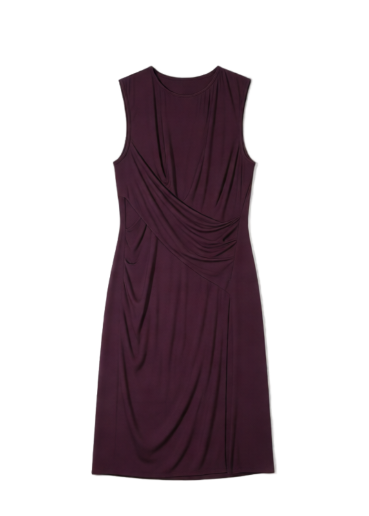 NWT KUT from the Kloth Mollee Ruched Sheath Dress Size 14 Plum Chic 2