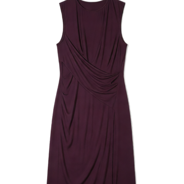 NWT KUT from the Kloth Mollee Ruched Sheath Dress Size 14 Plum Chic